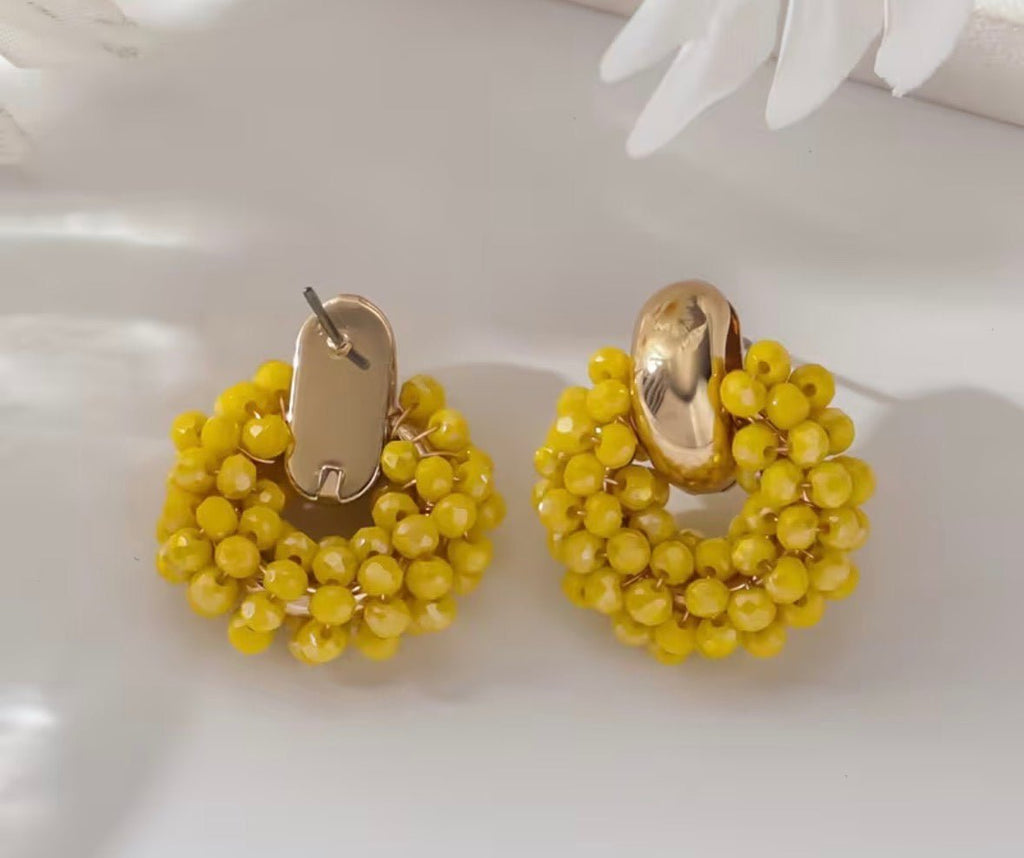 Yellow Beaded Earring