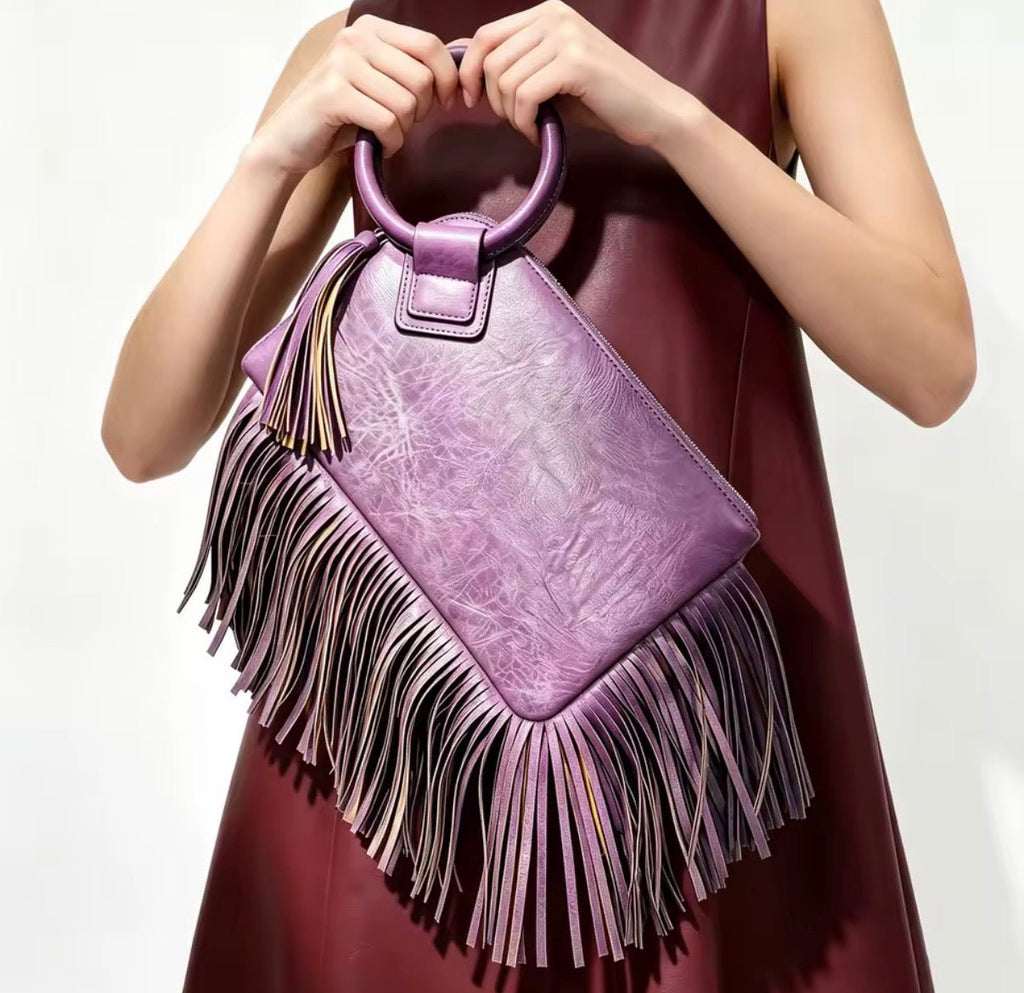 Lauren Tassel Ring Clutch Purple