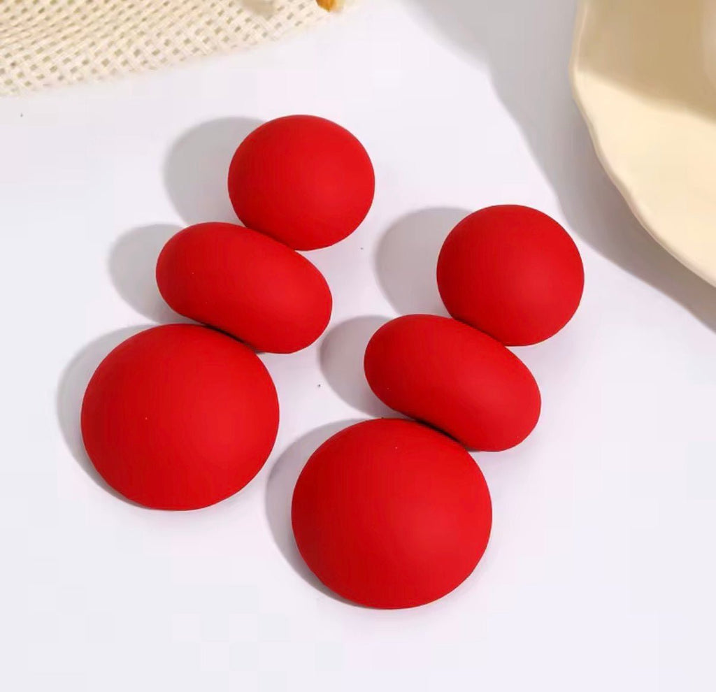 Jake Red Drop Modern  Earrings