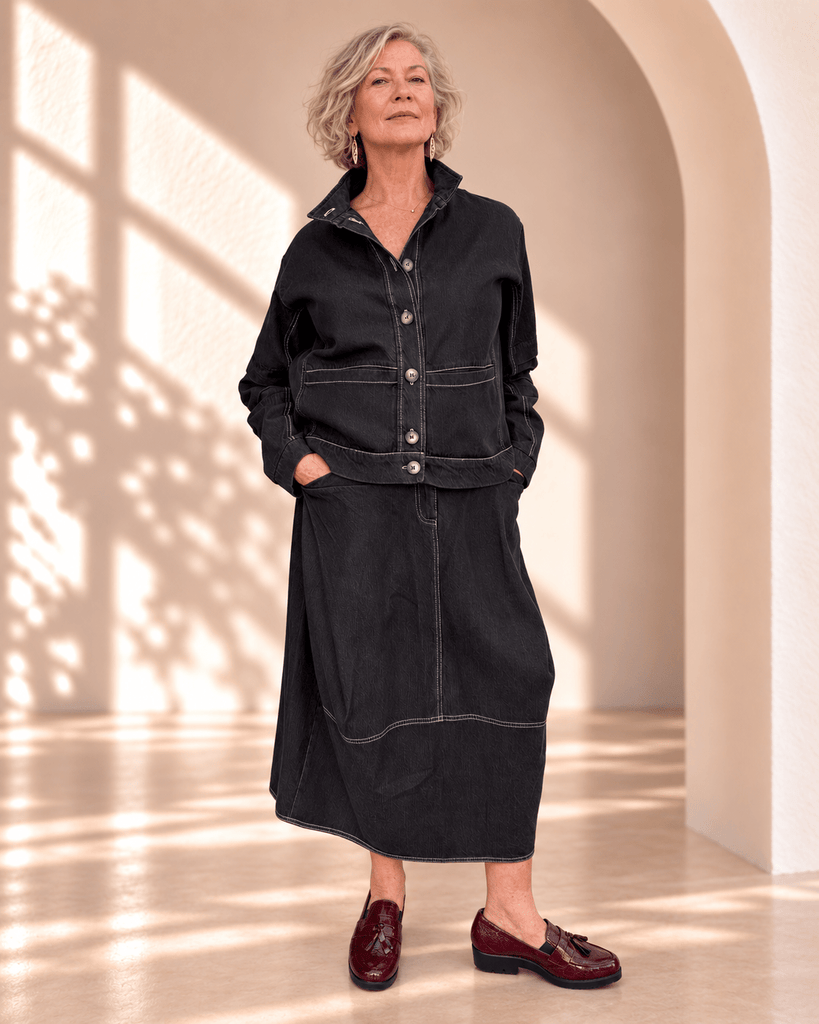 777012 Black Denim Skirt RESTOCKING IN OCTOBER