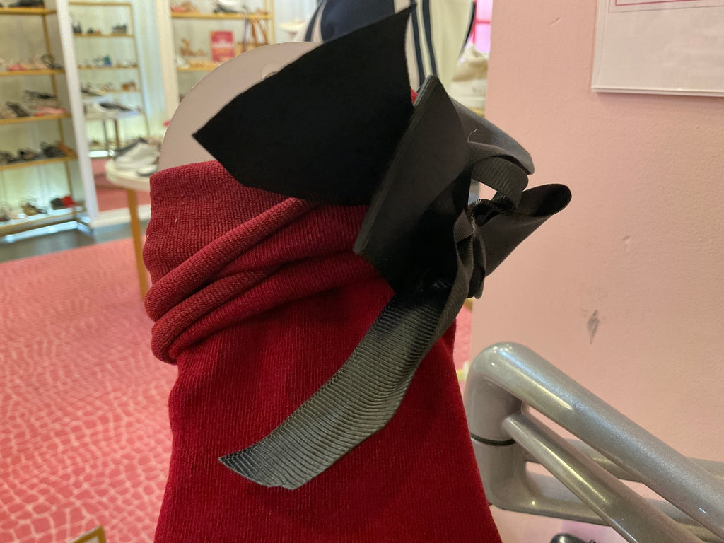 Ankle Bow Burgundy Sock