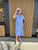 24-95M Blue and White Linen Shirt Dress