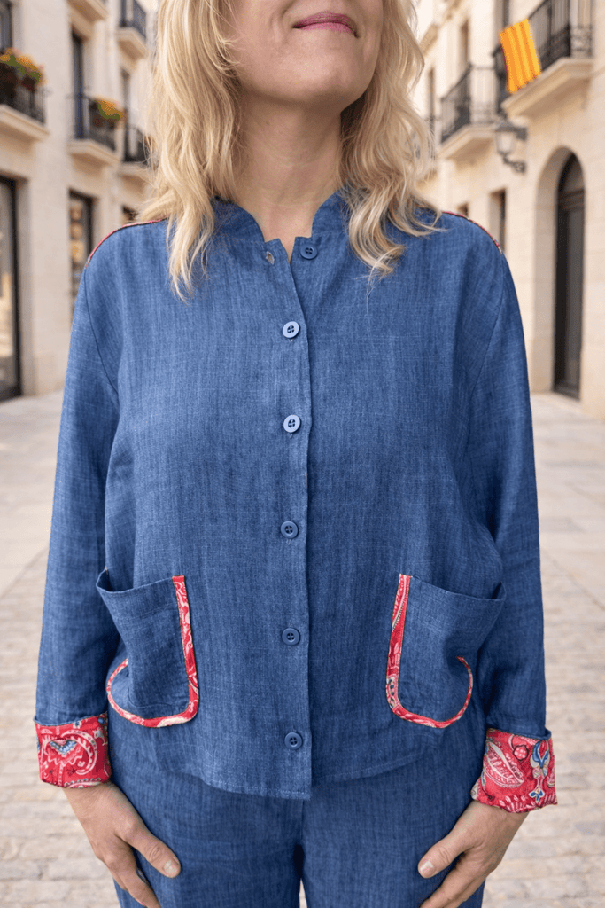 80673 Denim Linen Top