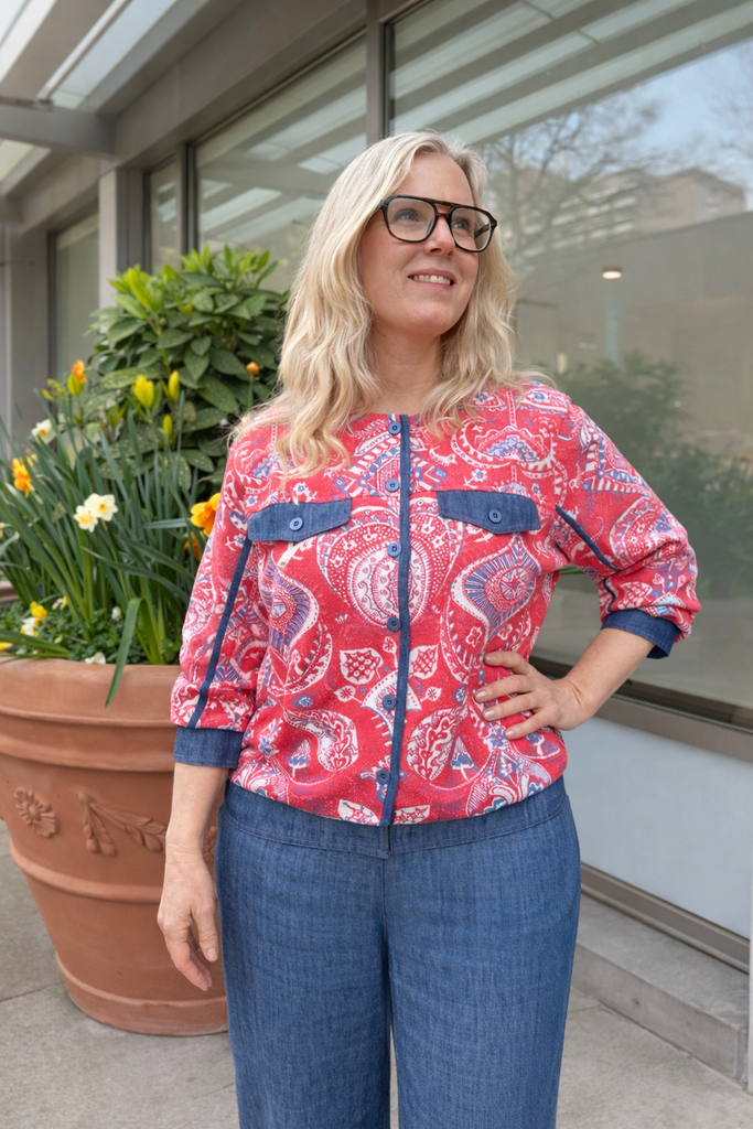 80676 Pink & Denim Cardigan