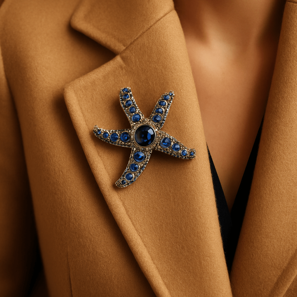 Cobalt Starfish Jewel Brooch