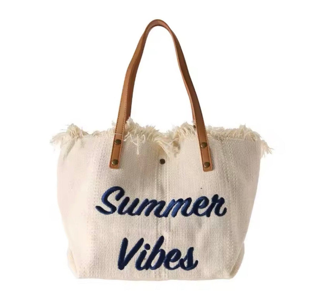 Cream Canvas Beach Tote