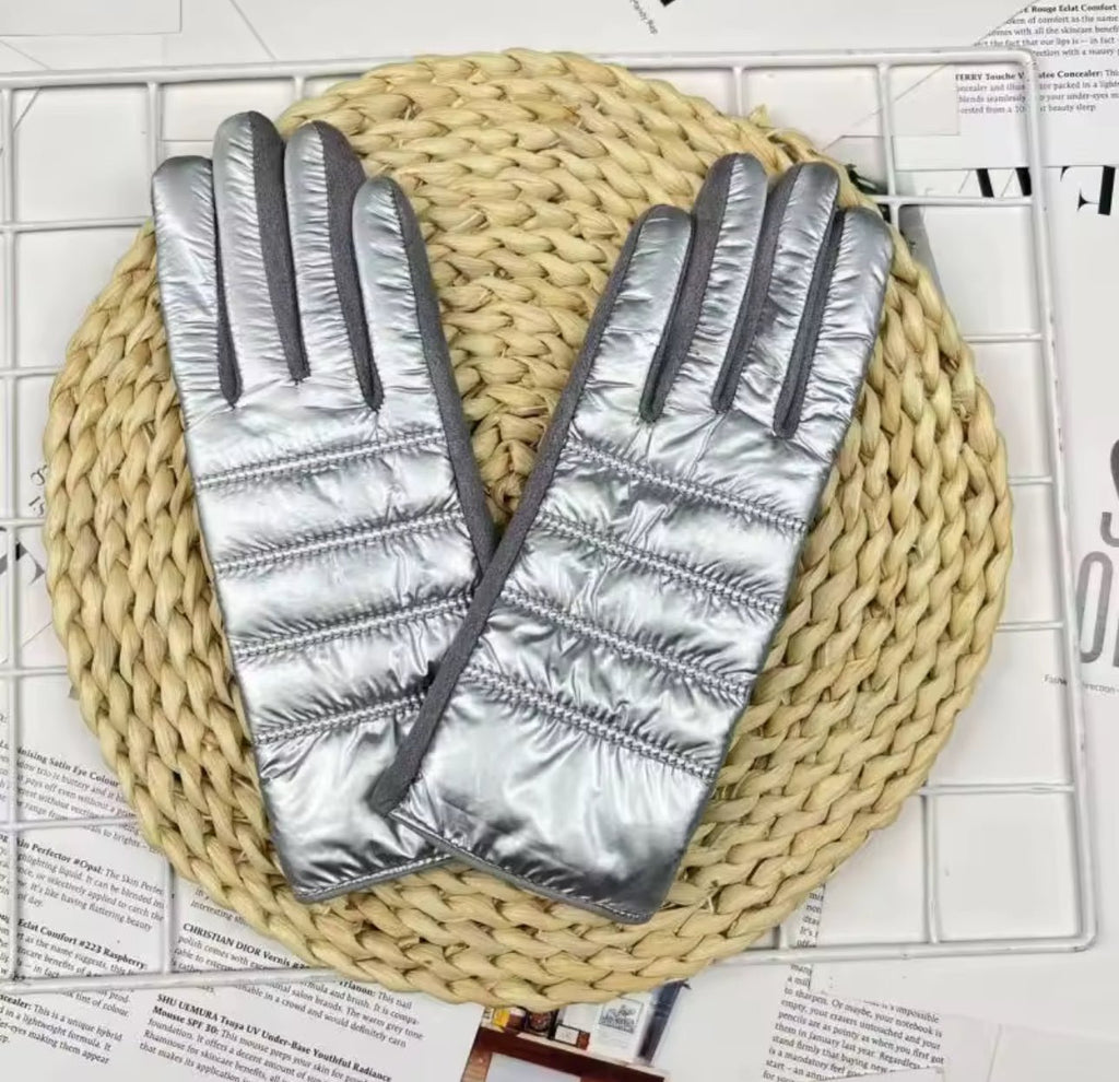 Metallic Silver Gloves One Size