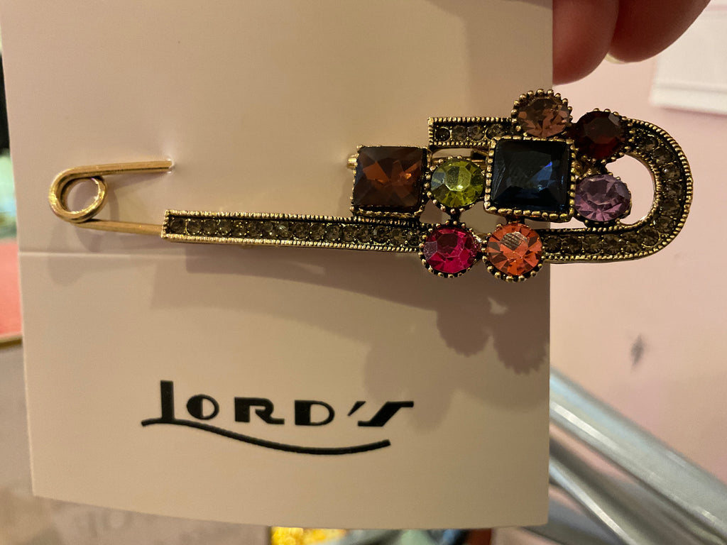 Gold Dark Multi Jewel & Sweater Pin