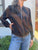 Brown and black striped zip up jacket 