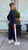 S25179 Navy Elastic Waist Crop Trouser