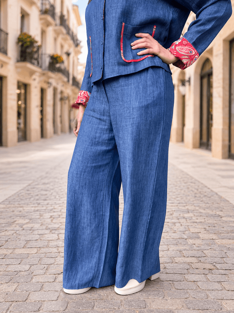 80674 Denim Wide Leg Trouser