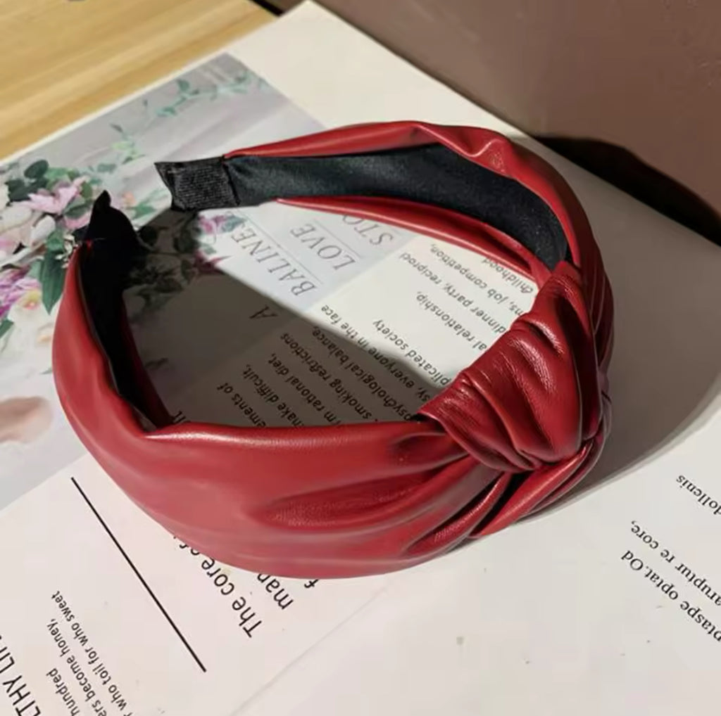 Merlot Vegan Leather Knot Headband