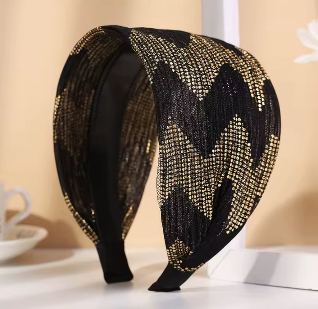 Black/Gold Chevron Headband