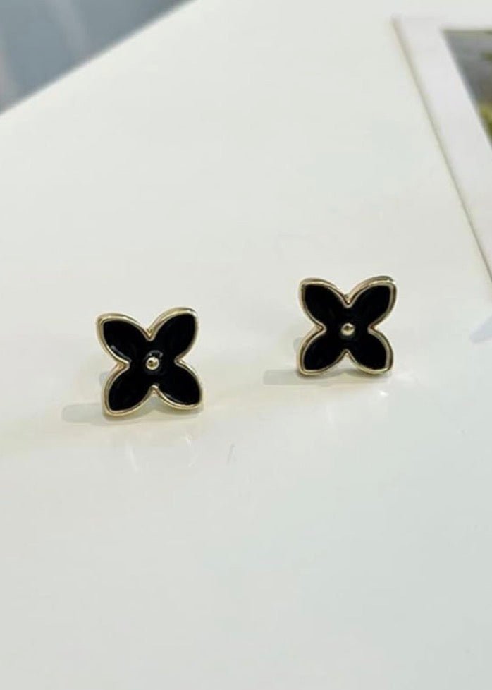 Black Mini Flower Earring