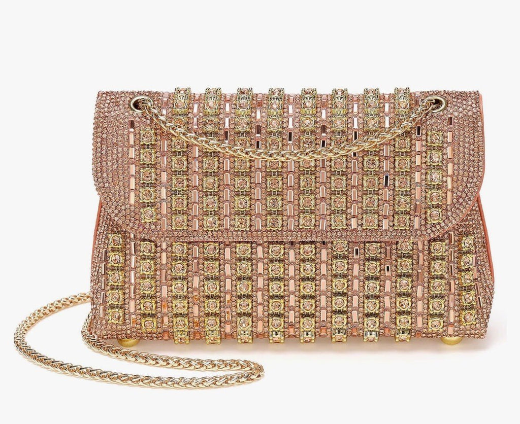 Rose Gold Rhinestone Clutch