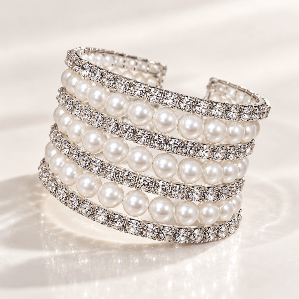 Coiler Silver Rhinestone Cuff