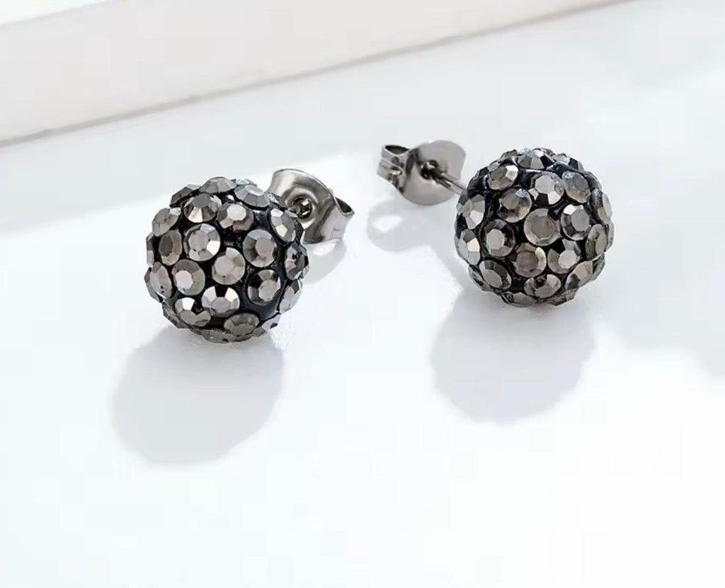 Pewter Snowball Stud Earring