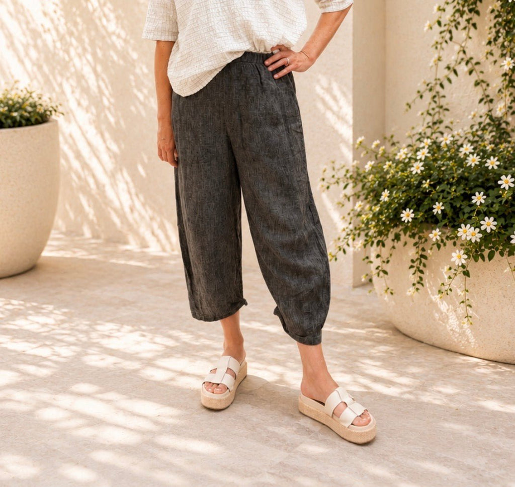 P008LF Pullon Linen Trouser