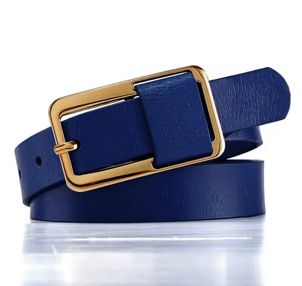 Navy Vegan Leather Belt