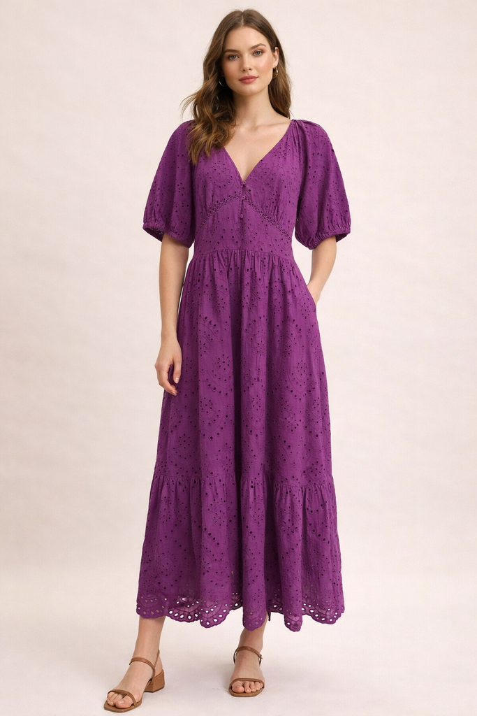 86711 Sparkling Grape Eyelet Dress