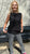 S25135 Black Broidere Layered Hem Tank