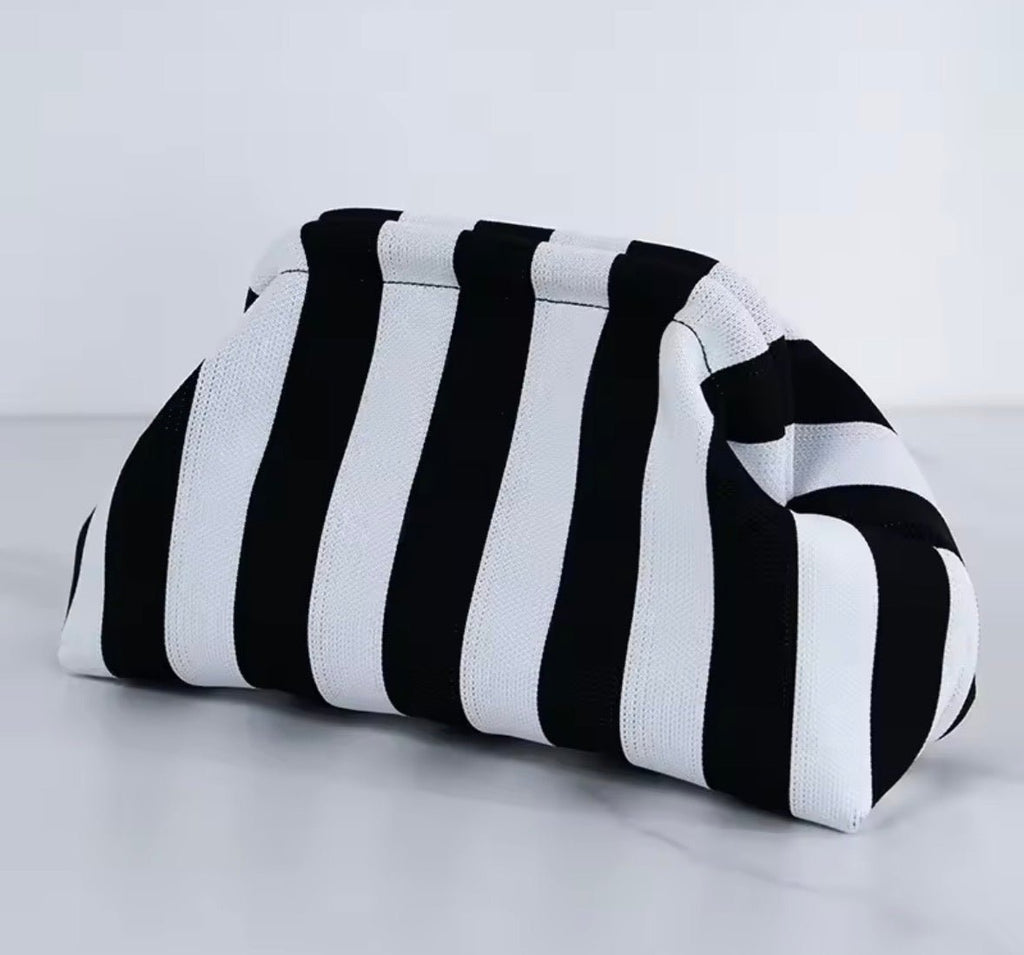 Black/White Knit Clutch