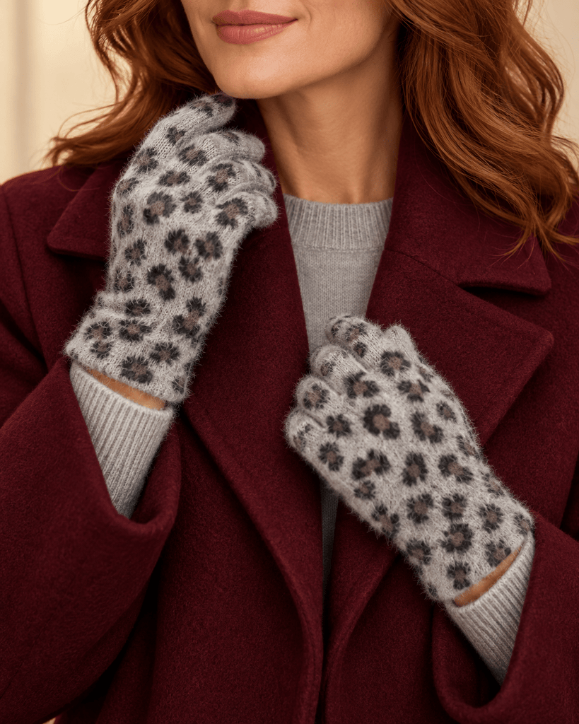 Cha Cha Stretch Animal Print Glove Grey