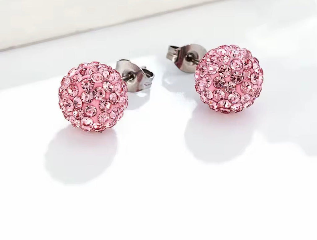 Pink Snowball Stud Earring