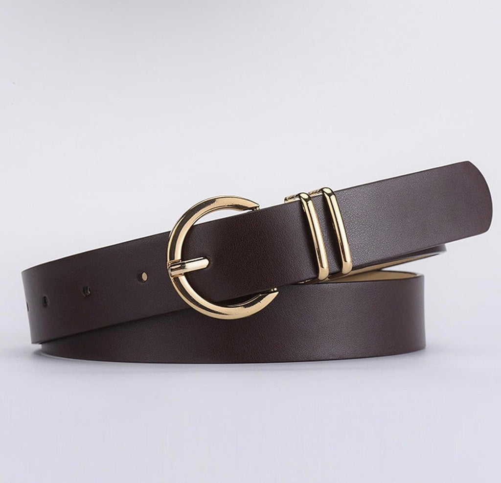 Dark Brown Gold Round Belt