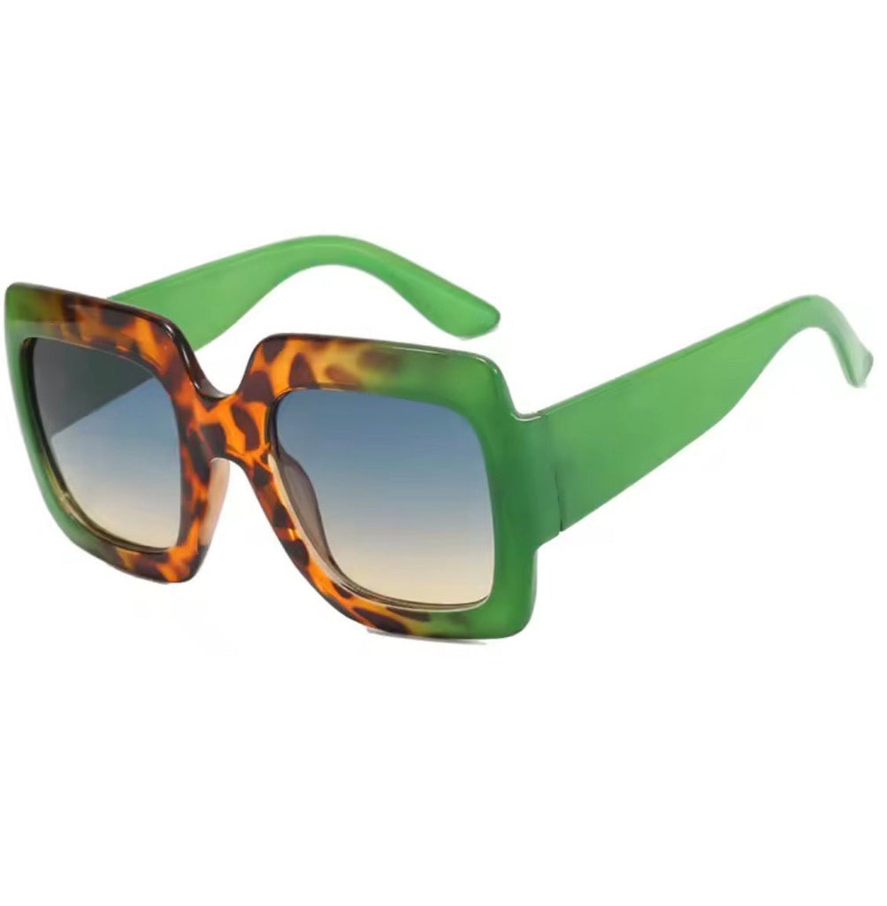 Square Green/Animal Print Sunglasses
