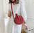 Concentric Cross Body Vegan Purse in Ruby