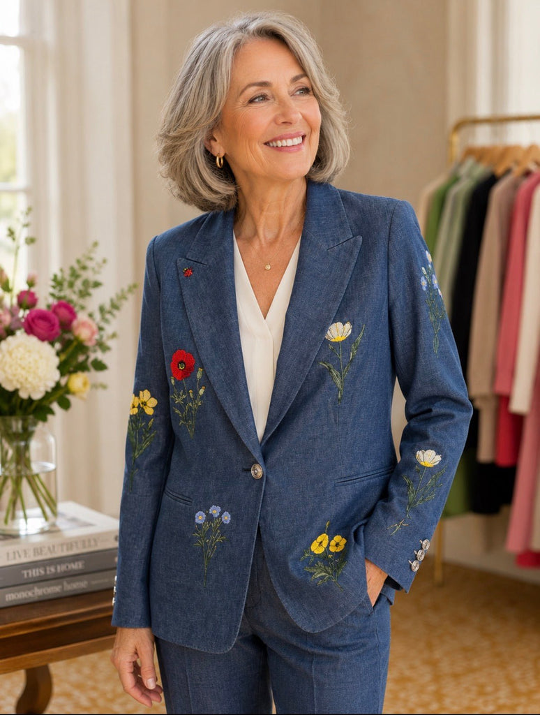 33220 Sophia Blue Embroidered Jacket