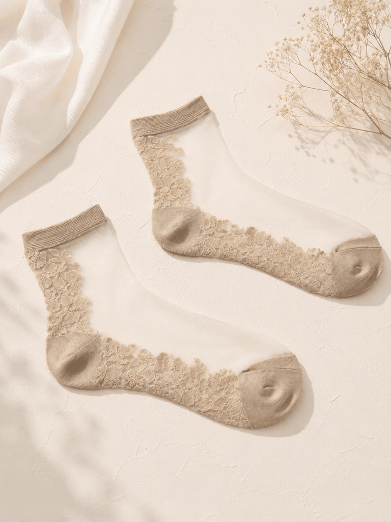 White/Beige Sheer Socks