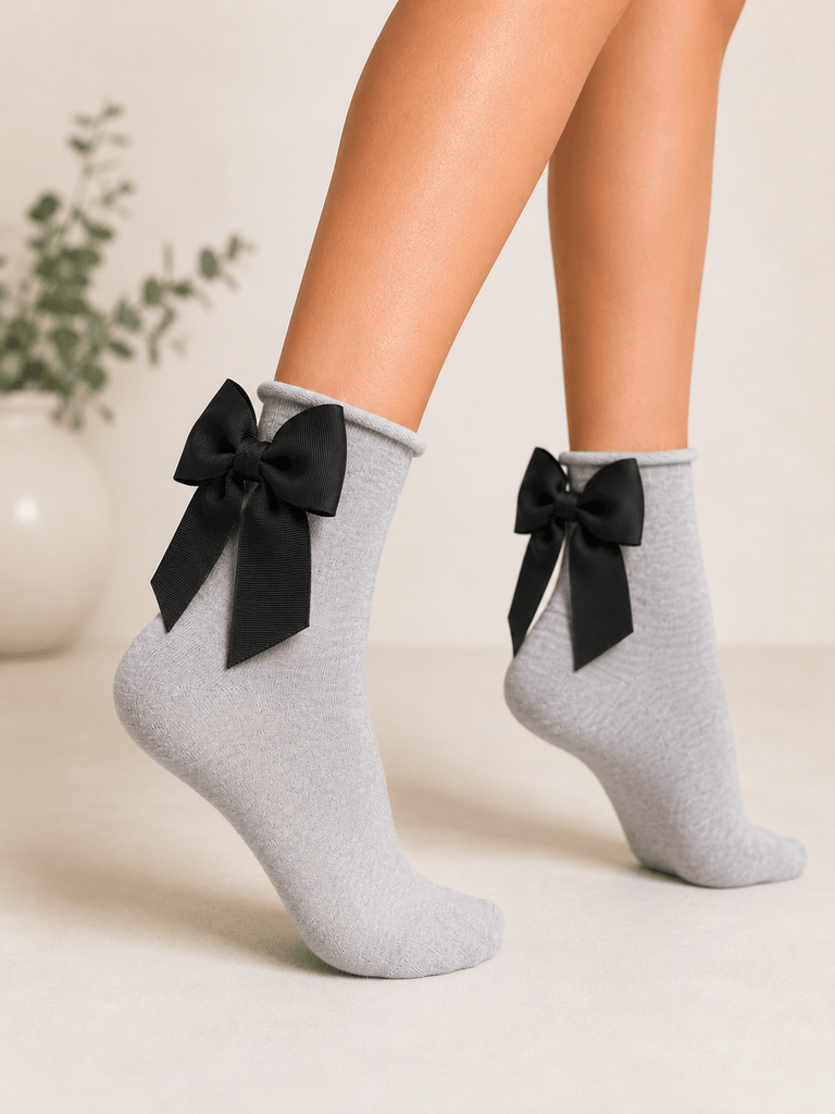 Ankle Bow Light Grey Sock
