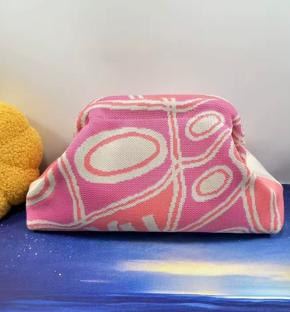 Orange/Pink Pastel Knit Clutch