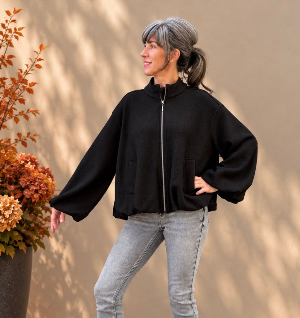 87223 Black Wool Blend Coat