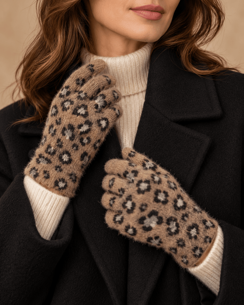 Cha Cha Stretch Animal Print Glove Brown