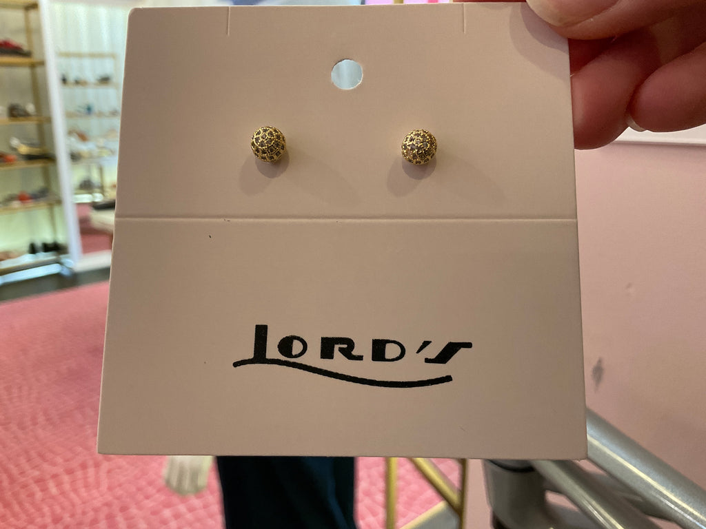 Gold tone and Crystal Snowball Stud Earring