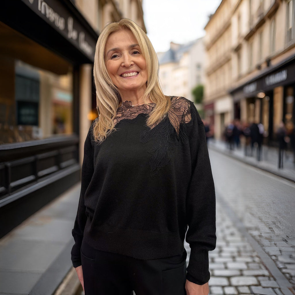 8611 Bobbi Black Knit Top