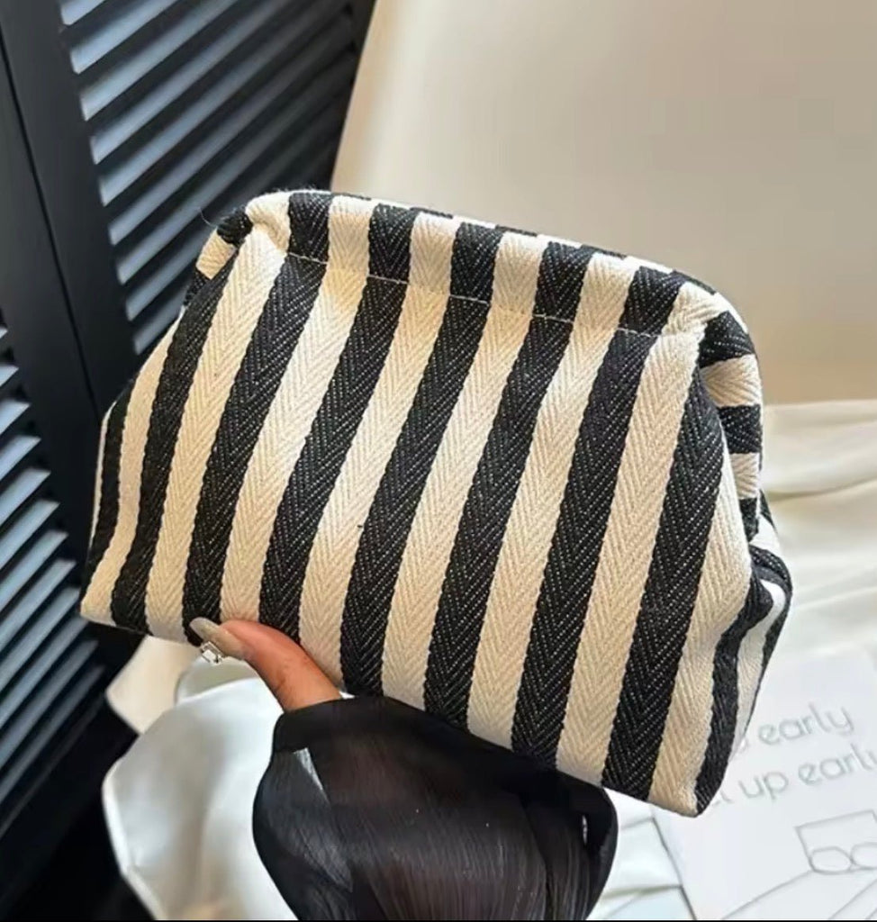 Black/White Stripe Clutch