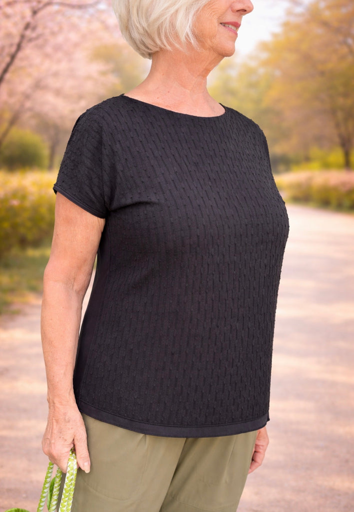 S26169 Black Back Button Top