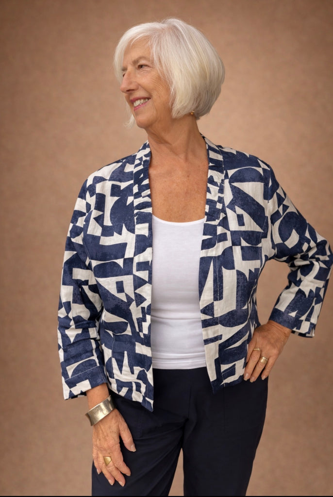 FO8321 Navy Mix Gather Together Top