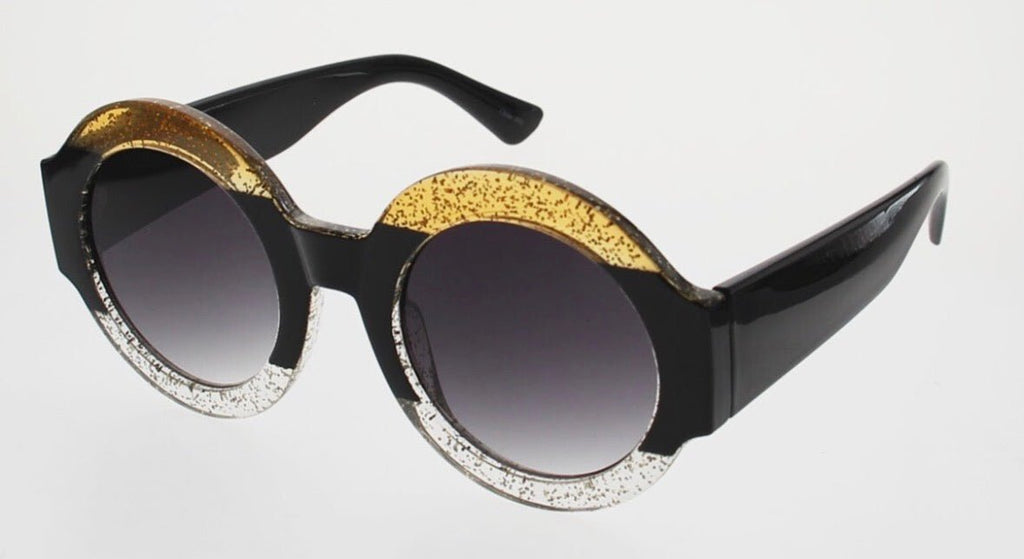 Round Gold/Silver Glitter Sunglasses