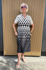 24-354 Black and Cream Geo Shirt Dress