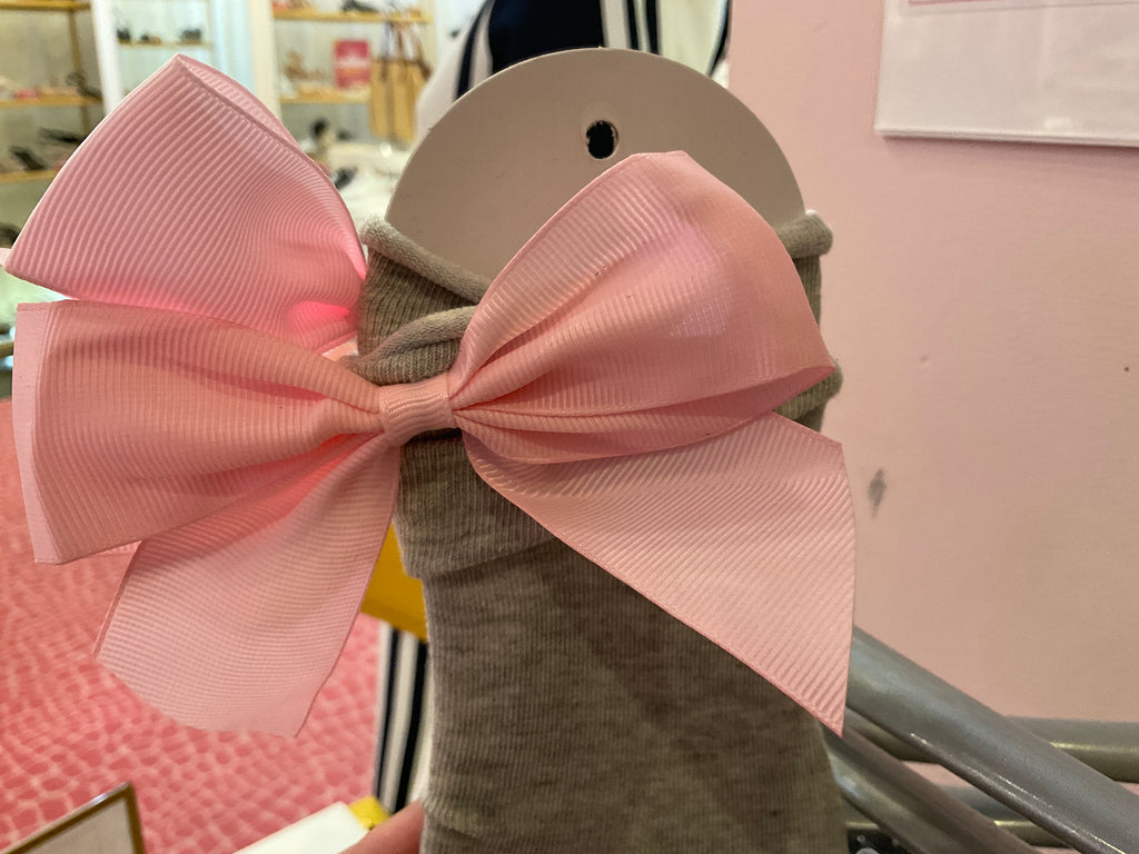 Ankle Bow Light Grey & Pink Sock