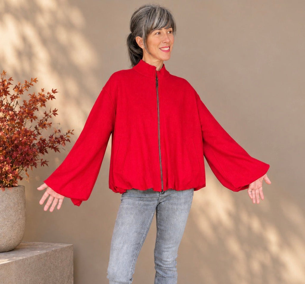 87223 Red Wool Blend Coat