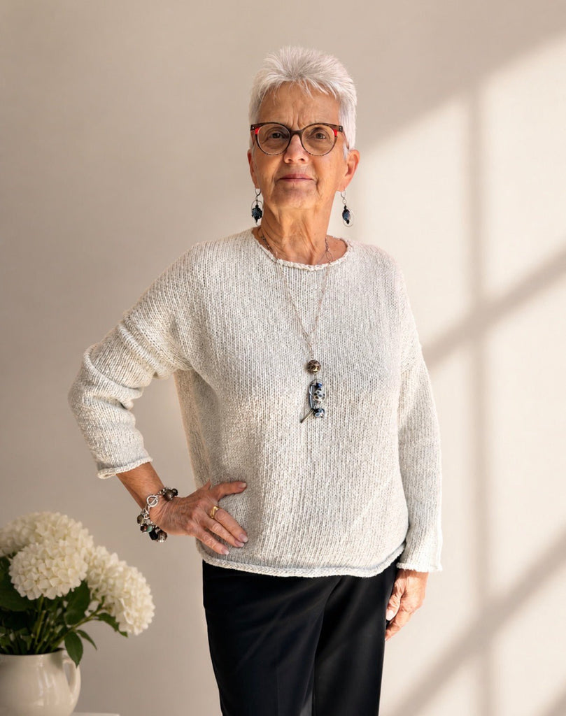 K408FG Boatneck Cotton Sweater