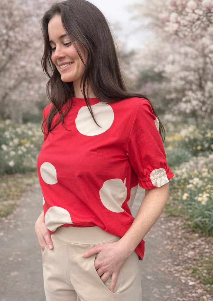 S26183 Red Polka Dot Top