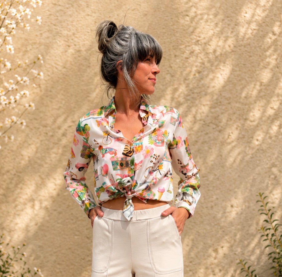 33514 Tea Silk Printed Shirt