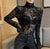 Black Floral Velvet Underpining